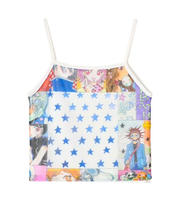 YOUTHBATH Yb X Oliwa Sheer Graphic Mesh Cami