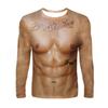 Spring and Autumn Round Neck 3D Muscle Printed Top Fashionable Casual Long Sleeved Men's T-shirts