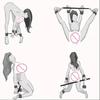 BDSM Bondage Adjustable Handcuffs & Ankle Cuffs with Stainless Steel Spreader Open Legs Pu Leather Set for Couple Sex Games Toy