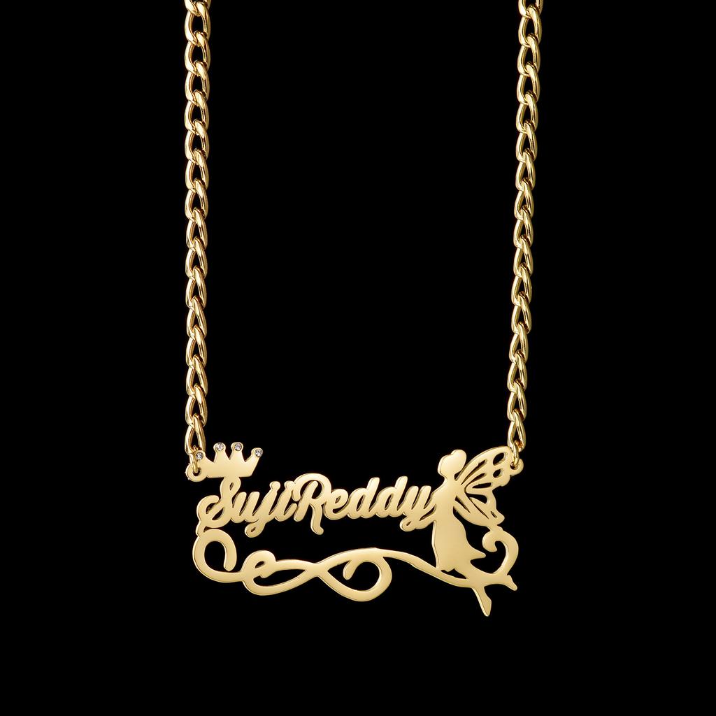 Atoztide Custom Necklaces Personalized Stainless Steel 4mm NK Cuban Thick Chain Pendant Letter for Women Jewelry Gift