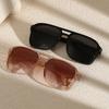 New Dotted Honeycomb Frame Glasses Double Beam Business Steampunk Ocean Sunglasses Trendy and Fashionable Sunscreen Sunglasses