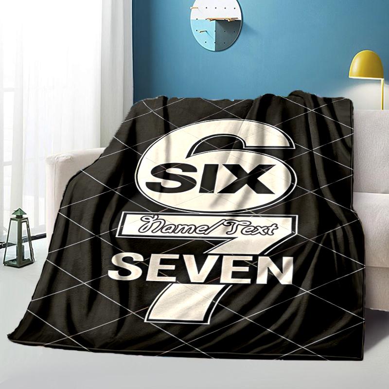 1PC Custom Name "Six Seven Emblem Design" Flannel Blanket Versatile,all-season Throw Suitable for the Living Room,bedroom,camping,travel,and Gift