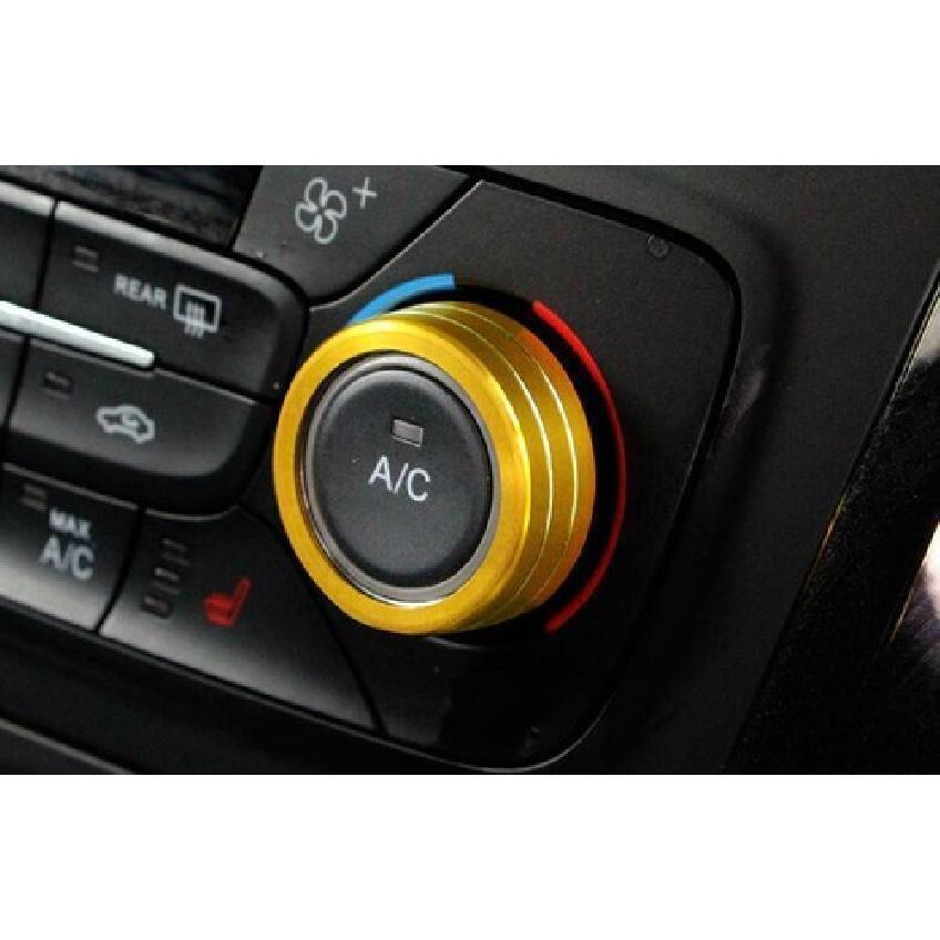 Golden Aluminum 2017-19 AC Knob Cover Trim For Ford Escape Kuga Central Console