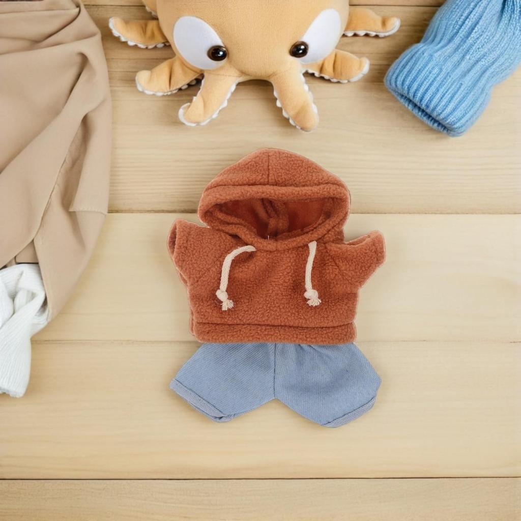 CALLARON Plush Doll Clothes Set (30cm) - Bear Hoodie & Jeans - Cute Mini Clothes Only - Dress Up DIY Accessories Costume