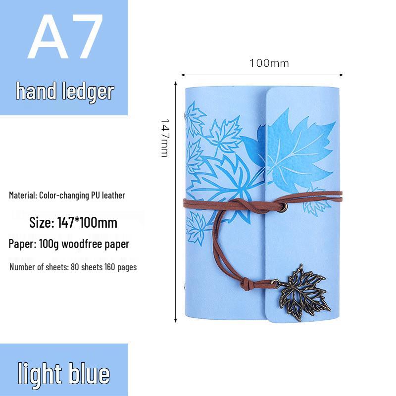 Retro Ribbon Tie Tri-fold Loose-leaf Notebook - Student Travel Notepad & Stamp Book