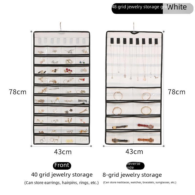 Double-Sided Hanging Jewelry Storage Bag with 80 Pockets