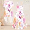 Women Plus Size Printed Two Piece Set Short Sleeve Cardigan Strappy V Neck Flared Dress