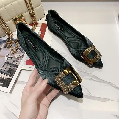 Fashion Shoes for Women Pointed Toe Black Evening with Crystals Diamond Rhinestone Woman Flats Shoe Discount On Sale Korean Style Spring