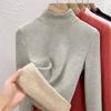 Autumn and winter women's clothing containing wool and silk bottoming shirt women's inner heating fleece warm turtleneck top with fleece and thicker