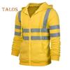 Reflective Safety Hoodie 360 Degree Reflective Zones High Visibility Quick Dry Long Sleeves Outdoor Construction Worker Top for Night Shift Running