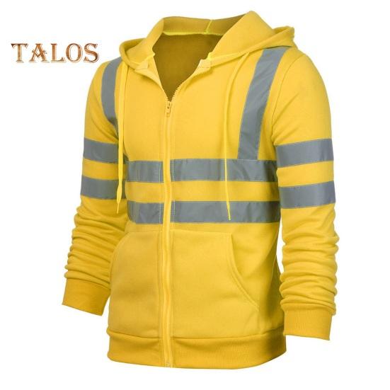 Reflective Safety Hoodie 360 Degree Reflective Zones High Visibility Quick Dry Long Sleeves Outdoor Construction Worker Top for Night Shift Running