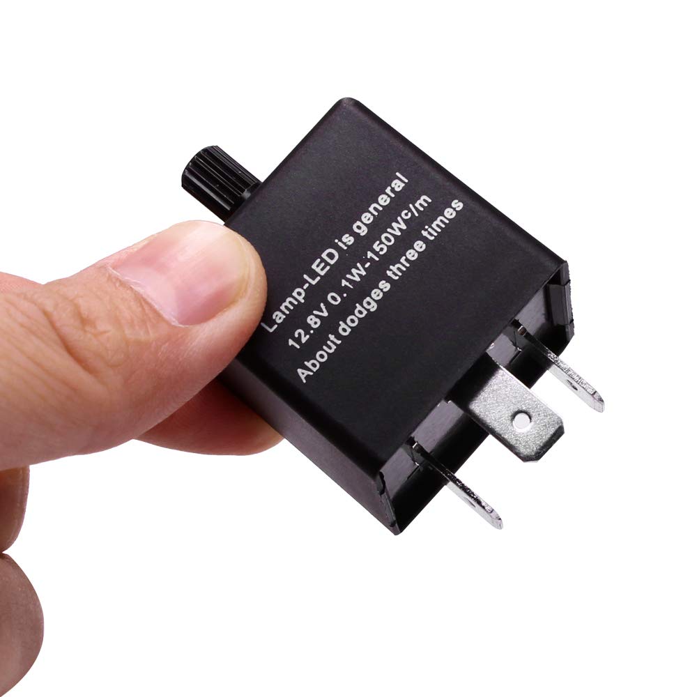 HUIQIAODS Halogen LED Compatible [3-Pin] Hifra Prevention IC Turn Signal Relay Adjustable Flashing Speed