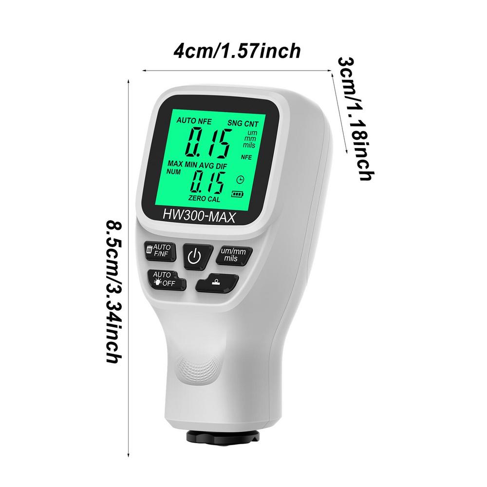 HW300-MAX Car Paint Coating Thickness Gauge 0-2000um Auto Paint Thickness Gauge Tester Clear Reading Car Detection Accessories