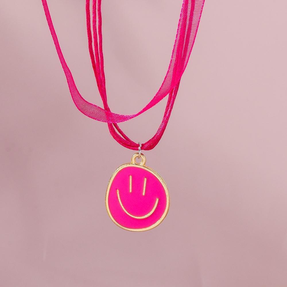 Aihua Cute Bohemia Irregular Round Smile Face Necklaces for Women BFF Best Friends Kids Smile Pendant Necklace Birthday Gifts