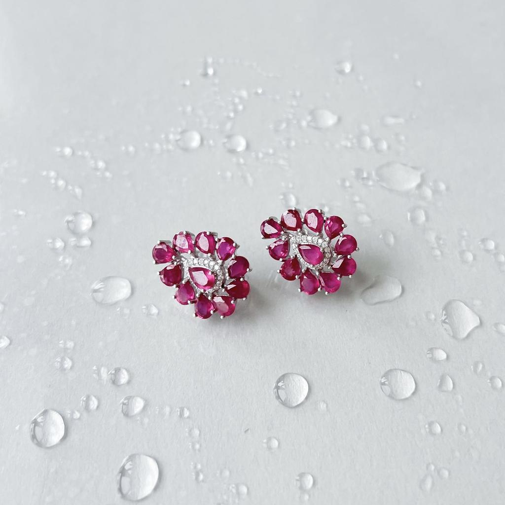 Silberohrringe mit natürlichem Rubin 11,318 ct (2153009)