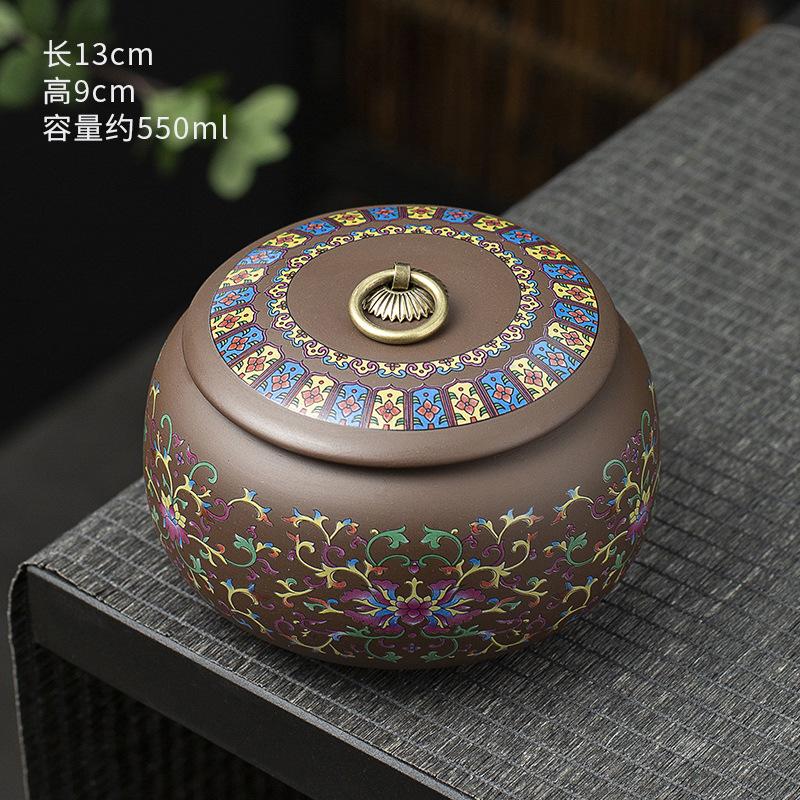 Vintage Purple Sand Ceramic Tea Jar Household Sealed Moisture Proof Tea Coffee Bean Storage Jar Modern Candy Storage Container