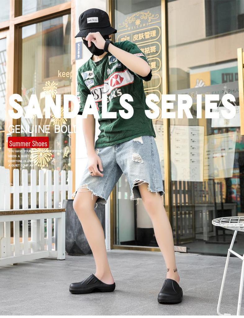 Sandales de chef professionnelles imperméables et antidérapantes pour hommes 2023 – Pantoufles de cuisine et de protection du travail résistantes à l'huile pour papas d'âge moyen