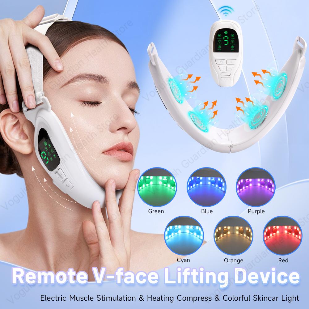 EMS Face Lifting Massager Facial Muscle Exerciser Anti Wrinkle Facial Massager Remove The Double Chin Led Photon Therapy