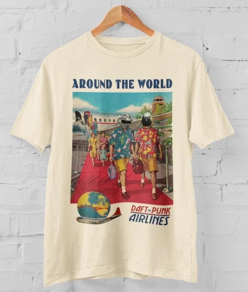 

Футболка Daft Punk - Футболка Around The World Airlines - Белого цвета 3XL