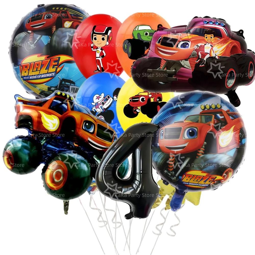Blaze Monster Balloons Machines Race Car Birthday Party Decoration Tableware Tablecloth Plate Cup Napkin Bag Racing Party Favors
