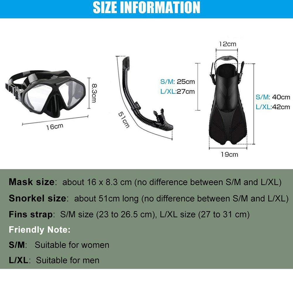 Diving Suit Diving Fins Snorkeling Mask Silicone Snorkel Three-piece Suit