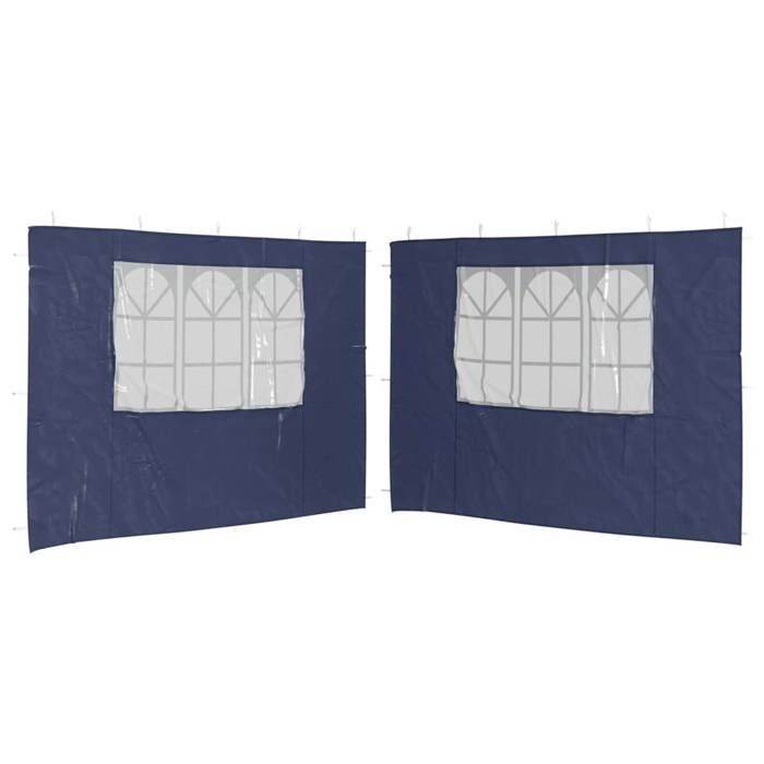 Paroi de tente de réception - vidaXL - 2 pcs - PE résistant aux UV - Couleur Bleu - Avec fenêtres décoratives
