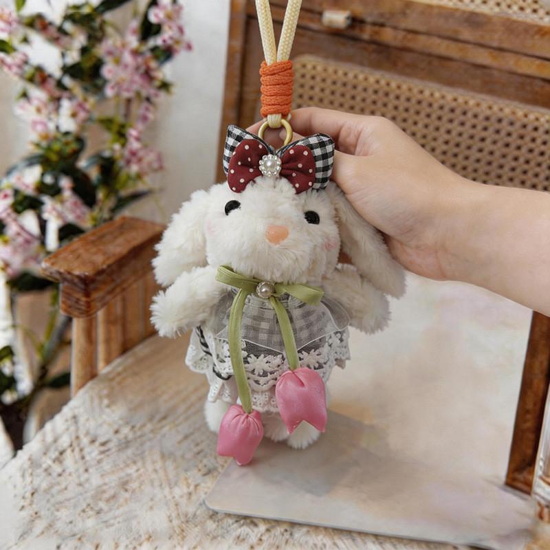 Cute Bunny Plush Keychain With Tulip Skirt For Car Keys Or Gifts