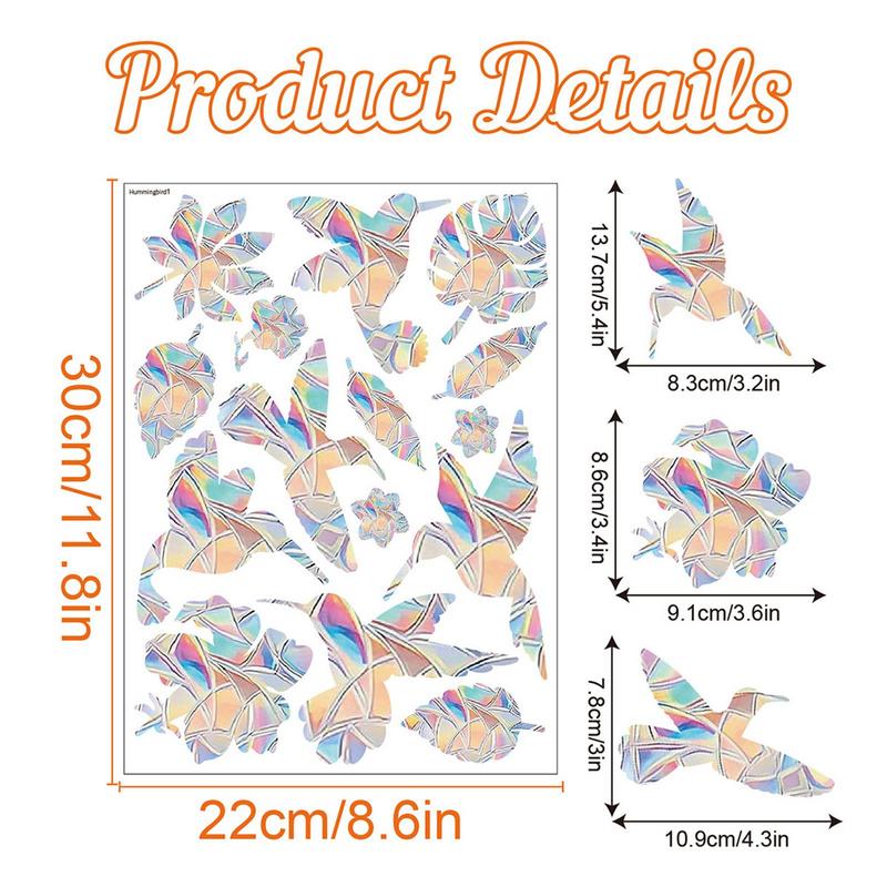 Sun Catcher Wall Stickers 3D Butterfly/Hummingbird/Leaves Pattern Rainbow Window Mirror Prismatic Decals For Home Decoration