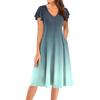 Women's Casual Fashion V-Neck Short Sleeve Midi Dress Fashionable Wedding Guest Dress