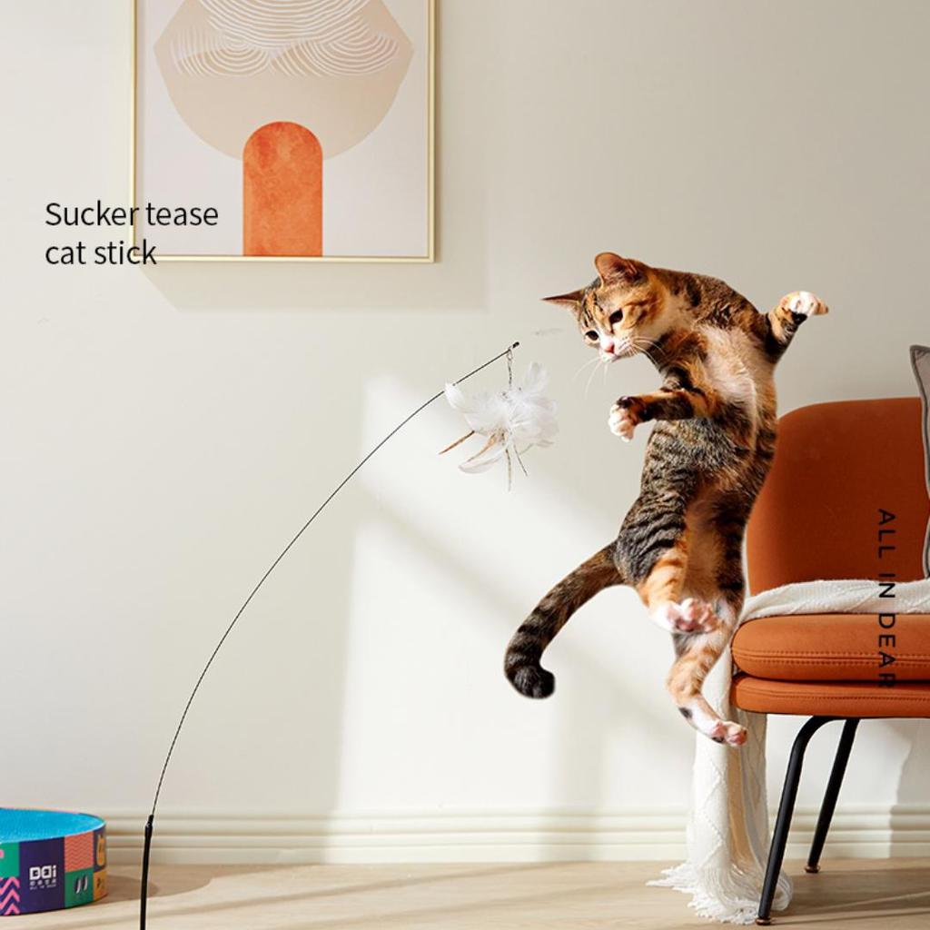 Simulation Bird Interactive Cat Toy Funny Feather Bird with Bell Cat Stick Toy for Kitten Playing Toy Cat Supplies Cat