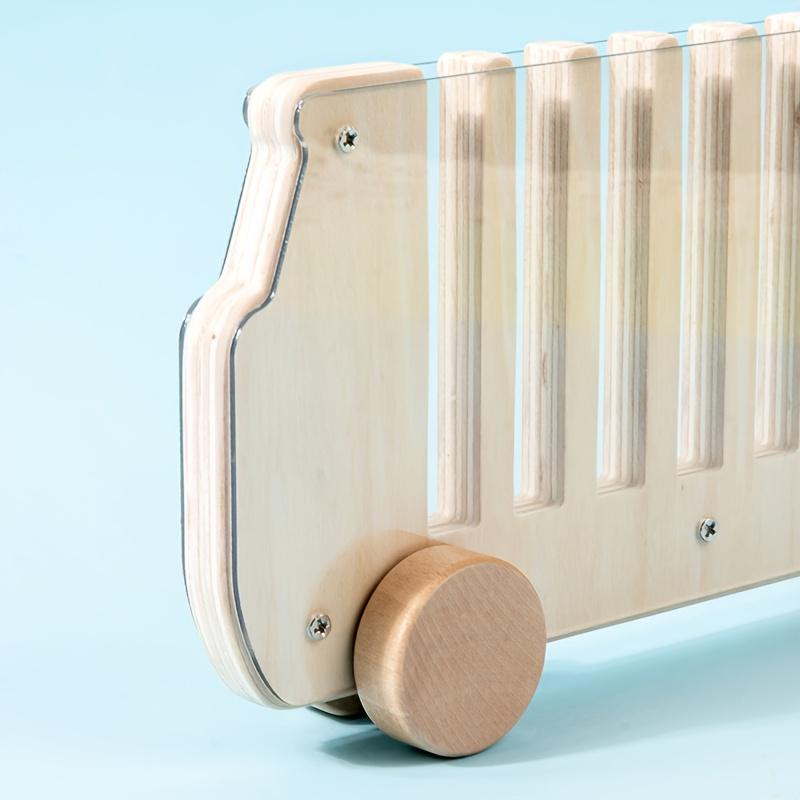 Educational Wooden Toy,Color Sorting Activity Bus Explore Colors and Logical Sorting,Each Color Brick corresponds to a color slot,