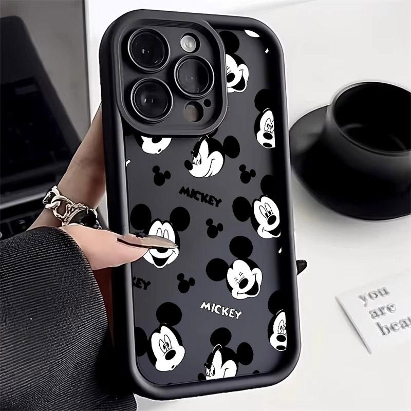 Mickey Mouse Cartoon Black White Phone Case For iPhone 17E 11 12 13 14 15 16 17 Pro Max Fundas 17 Air Plus 16e 13Mini Back Cover
