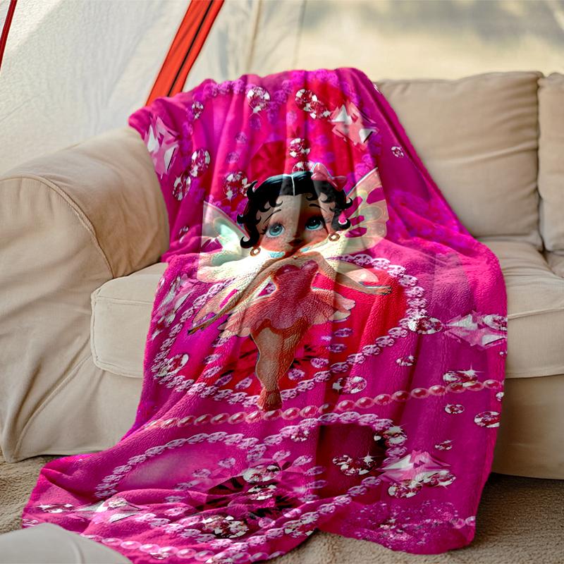 1pc Betty Boop Blanket, Super Cozy Printed Home Blanket, All-Season Warmth