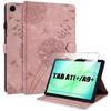 Coque + Verre Trempé Pour Samsung Galaxy Tab A11 Plus / A9 Plus, Synthécuir Motif Pissenlit Rose