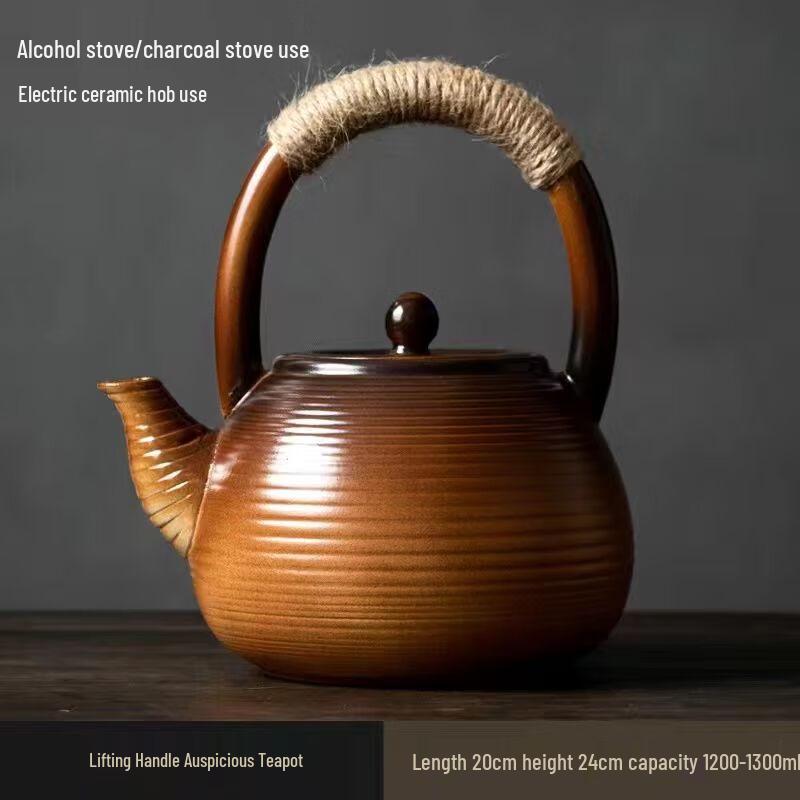 Meishangyuan Lucky Beam Handle Ceramic Teapot