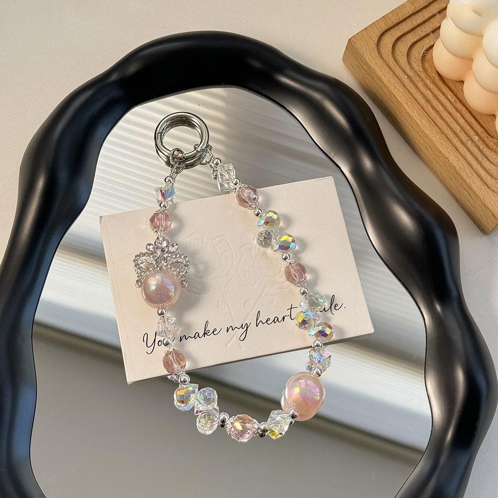 Crown Short Colored Crystal Phone Strap Crystal Wrist Bracelet Phone Chain Girls New Year Gift