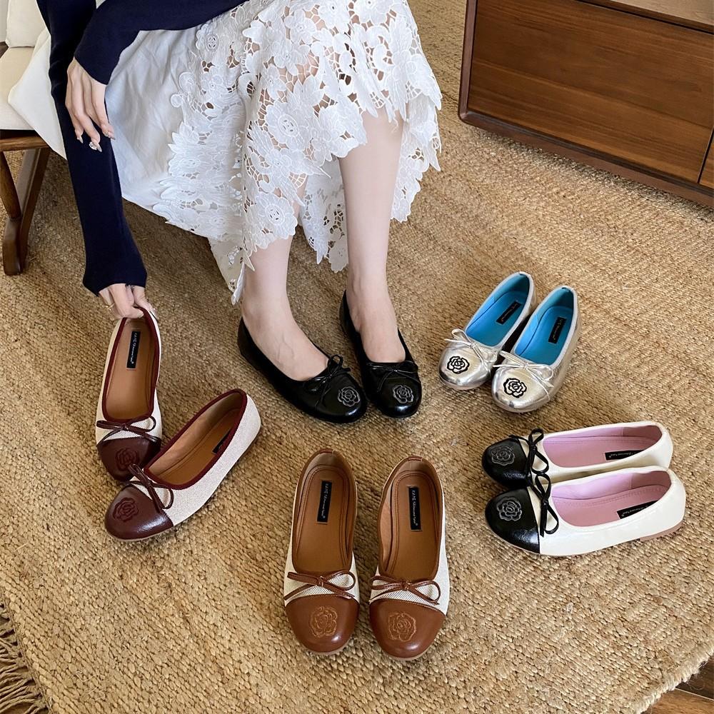 

2025 new round head flat bottom flower shallow mouth versatile college style fashion women s single shoes niche bow with skirt 40 серебряный