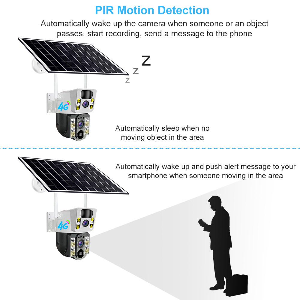 4G Solar-Powered V380 Surveillance Camera: 6MP, Waterproof, Outdoor, PTZ.