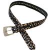 Edgy Rivets Waistband Leopard Pattern PU Belt Retro 2000s Punk Rock Waist Cincher Accessory for Jeans and Dresses