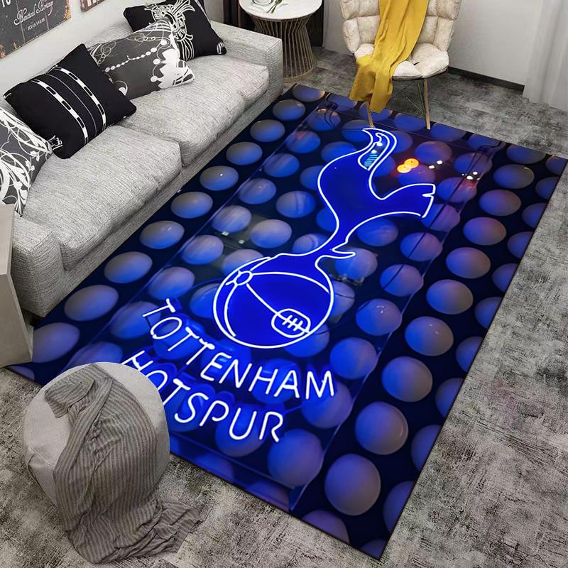 Tottenham Hotspur Logo Blau Neon Stil Teppich für Heimdekoration Geeignet zur Verwendung als Antirutsch für Wohnzimmer Schlafzimmer Sofas