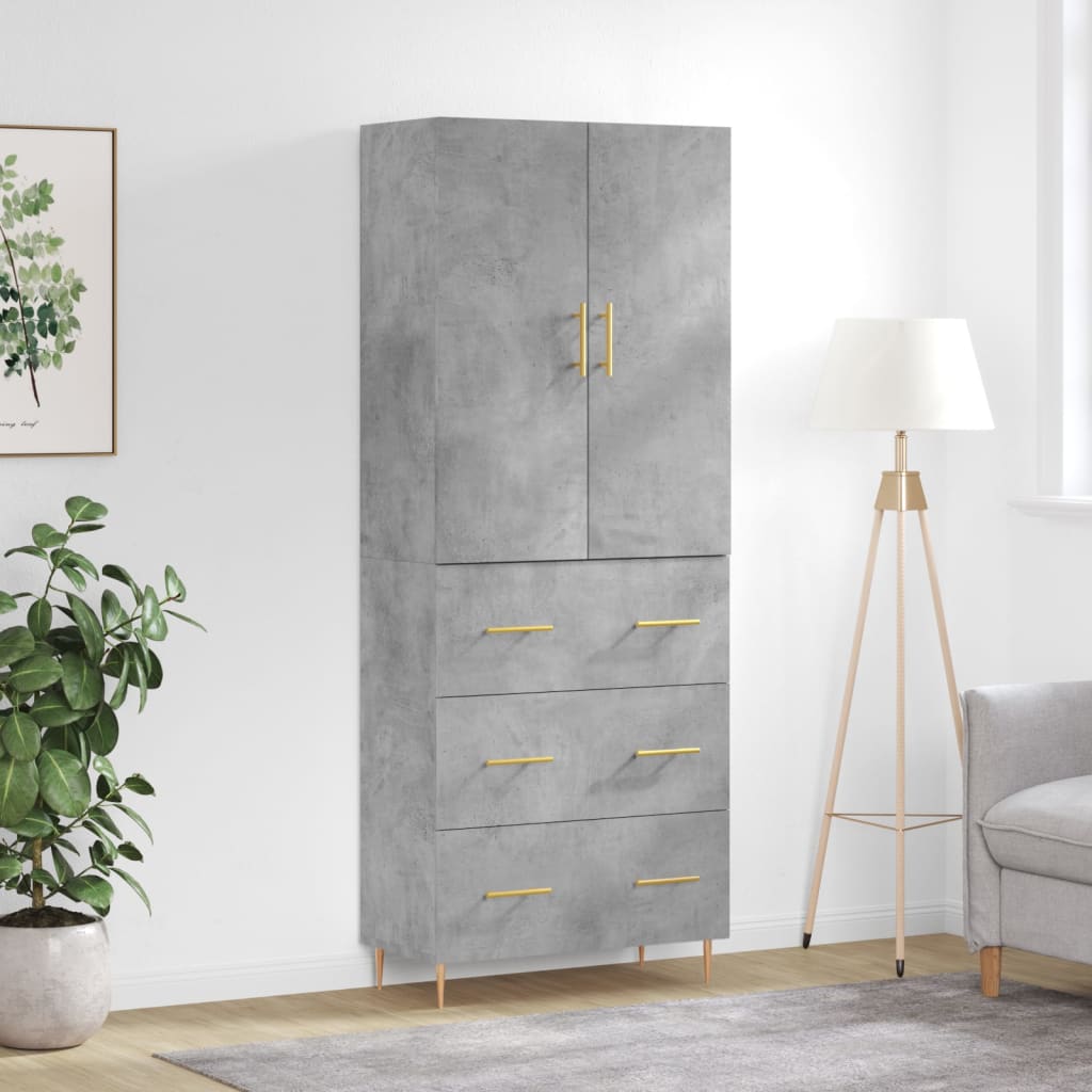 Highboard Concrete Grey 69.5 x 34 x 180 cm Particleboard
