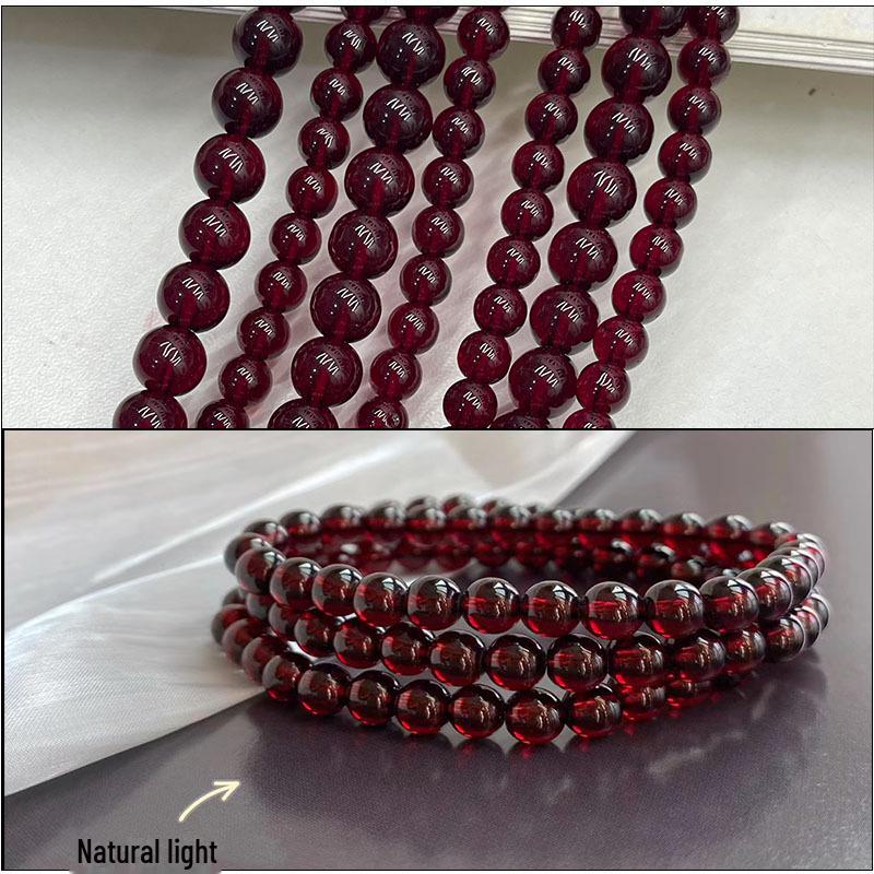 Imitation Garnet Glass Beads, Wine Red Round Loose Beads for DIY Jewelry Accessories