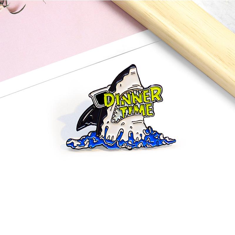 Trendy Ocean Shark with Sunglasses Enamel Pin