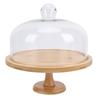 Wood Cake Stand with Lid 12in Cake Holder Multi Functional Serving Platter Large Glass Cake Dome Cover