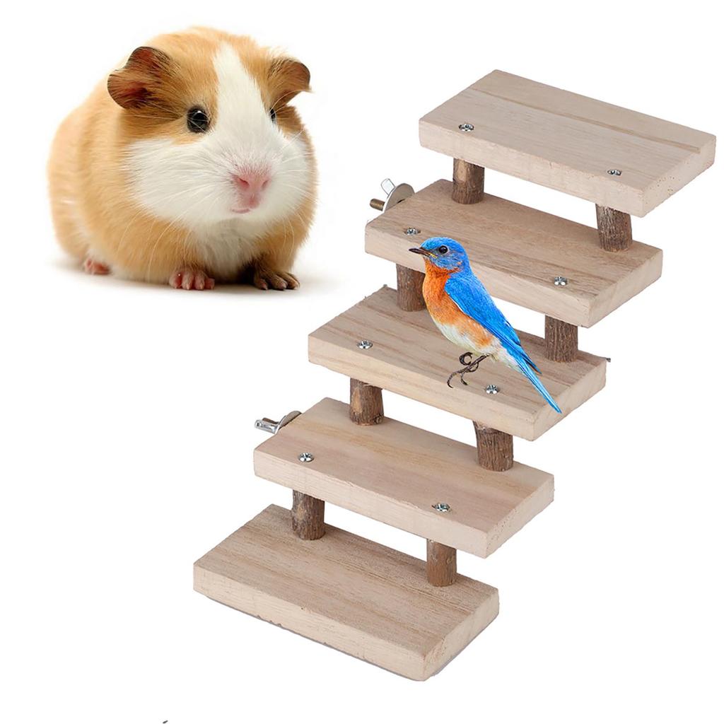 5 Layers Natural Wood Hamster Ladder Parrot Toy Climbing Stairs Pet Toys Gift Cage Accessories