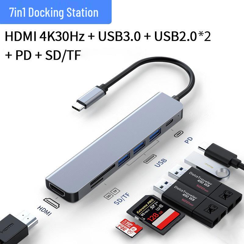 Cross-Border 5-in-1 Type-C to HDMI 4K Docking Station with USB 3.0 Extender Hub