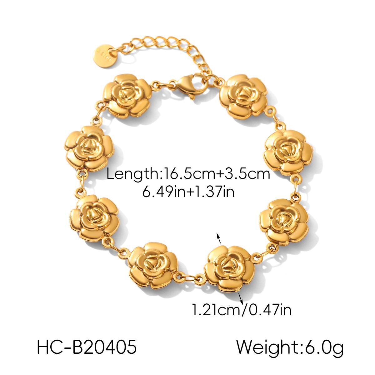 French Rose Necklace, High-end Clavicle Chain, 18K Gold Flower Stainless Steel Bracelet, Titanium Steel Jewelry