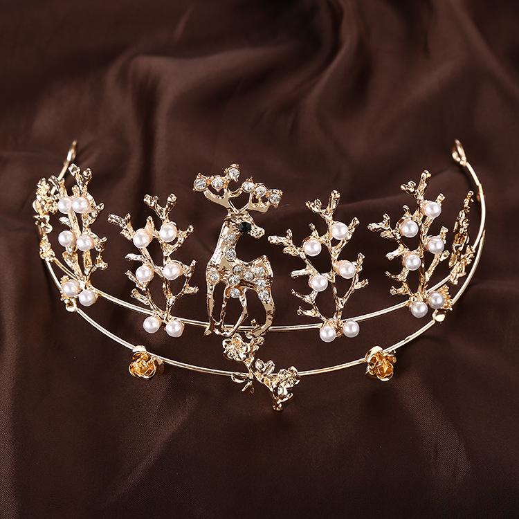 Neue Kinderkrone Legierung Perlenkrone Braut Hochzeitskleid Hochsteckfrisur Stirnband Abendessen Leistung