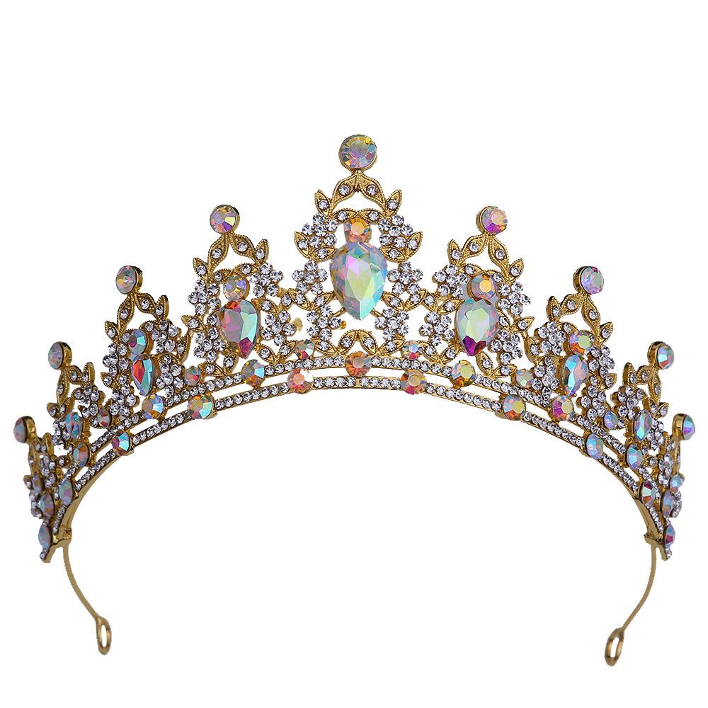 DIEZI Luxury Elegant AB Crystal Crown Hair Accessories Tiara For Women Party Red Purple Rhinestone Bridal Crown New Hair Zircon