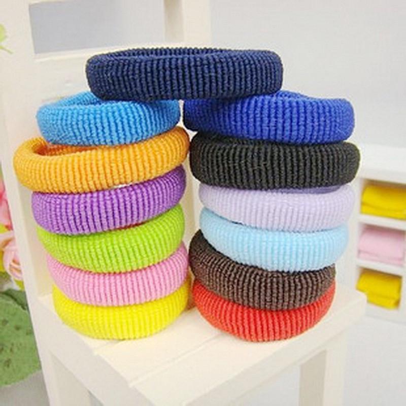 Seamless High Elastic Candy Color Kids Hair Ties Band Rope Ponytail Holders 100pcs